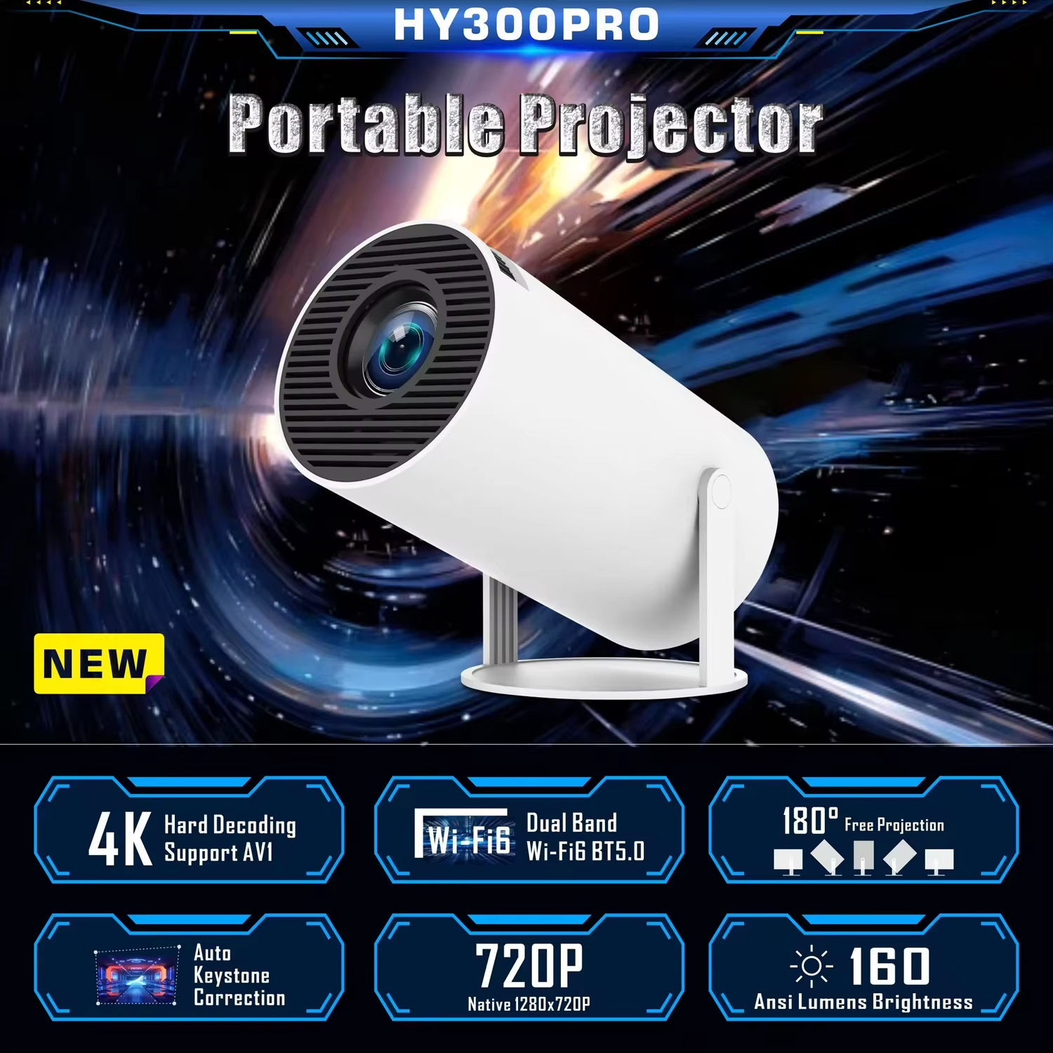 HY300 Pro 720P Android 11 wifi Outdoor 4K Cheap mini Projector 4k TV Projector 4k Home Theater Video Projecteur Projector